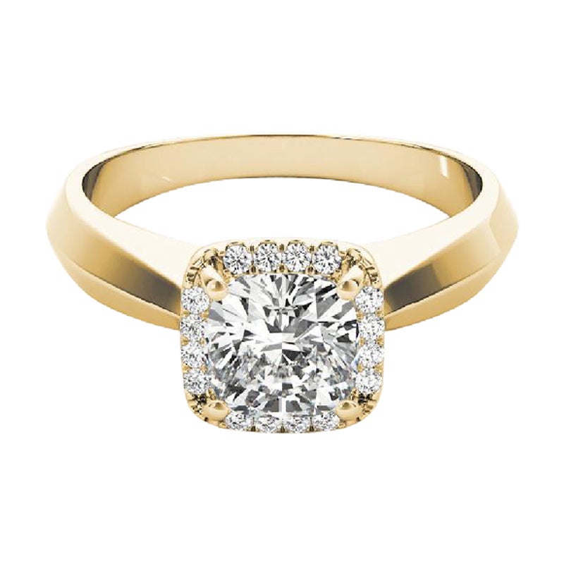 GIA Certified 2.22 Carat Knife Edge Band Cushion Halo Diamond Ring