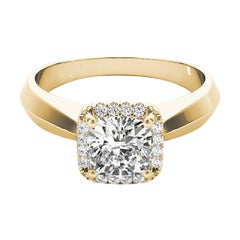 GIA Certified 2.22 Carat Knife Edge Band Cushion Halo Diamond Ring