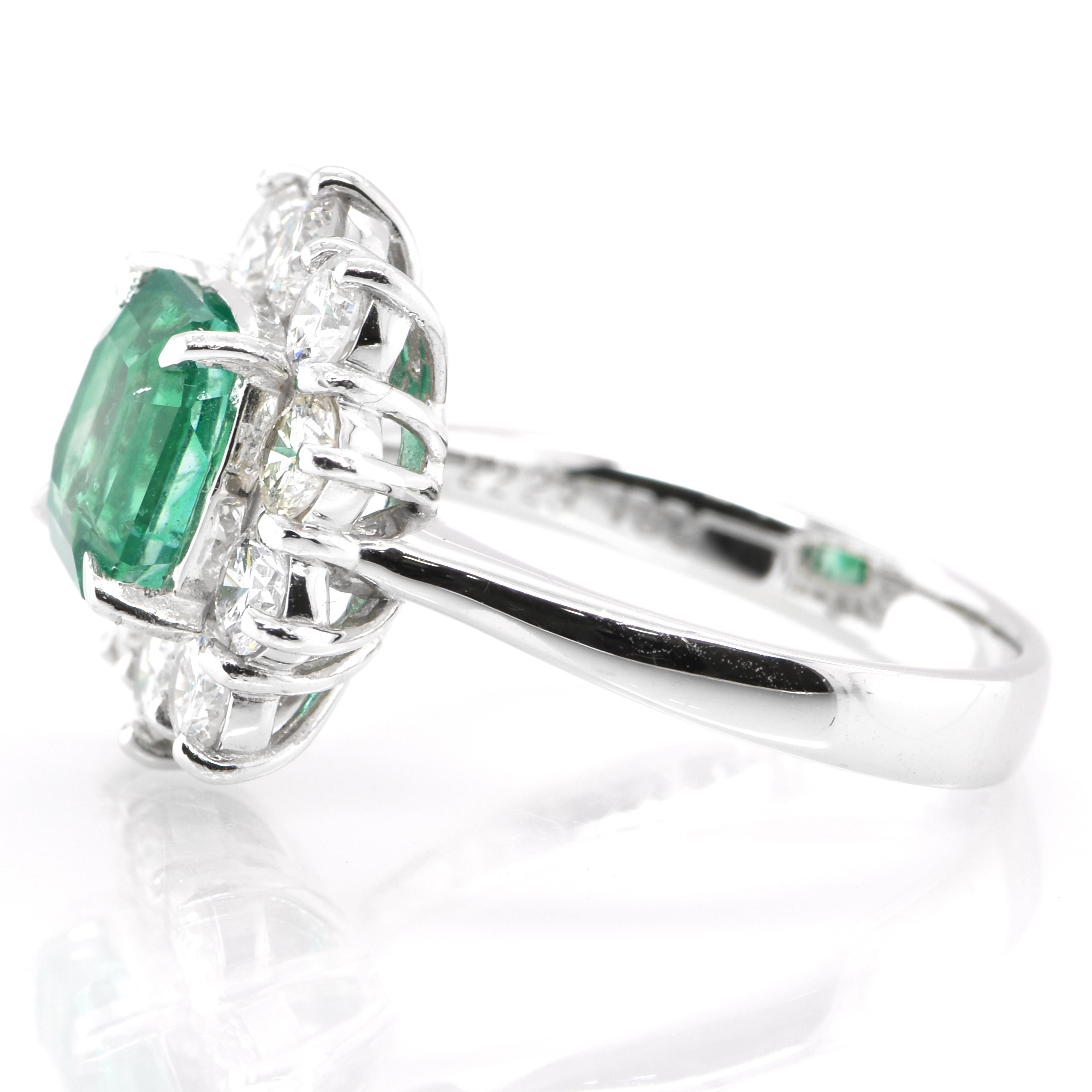 Emerald Cut GIA Certified 2.22 Carat Natural Colombian Emerald Ring Set in Platinum