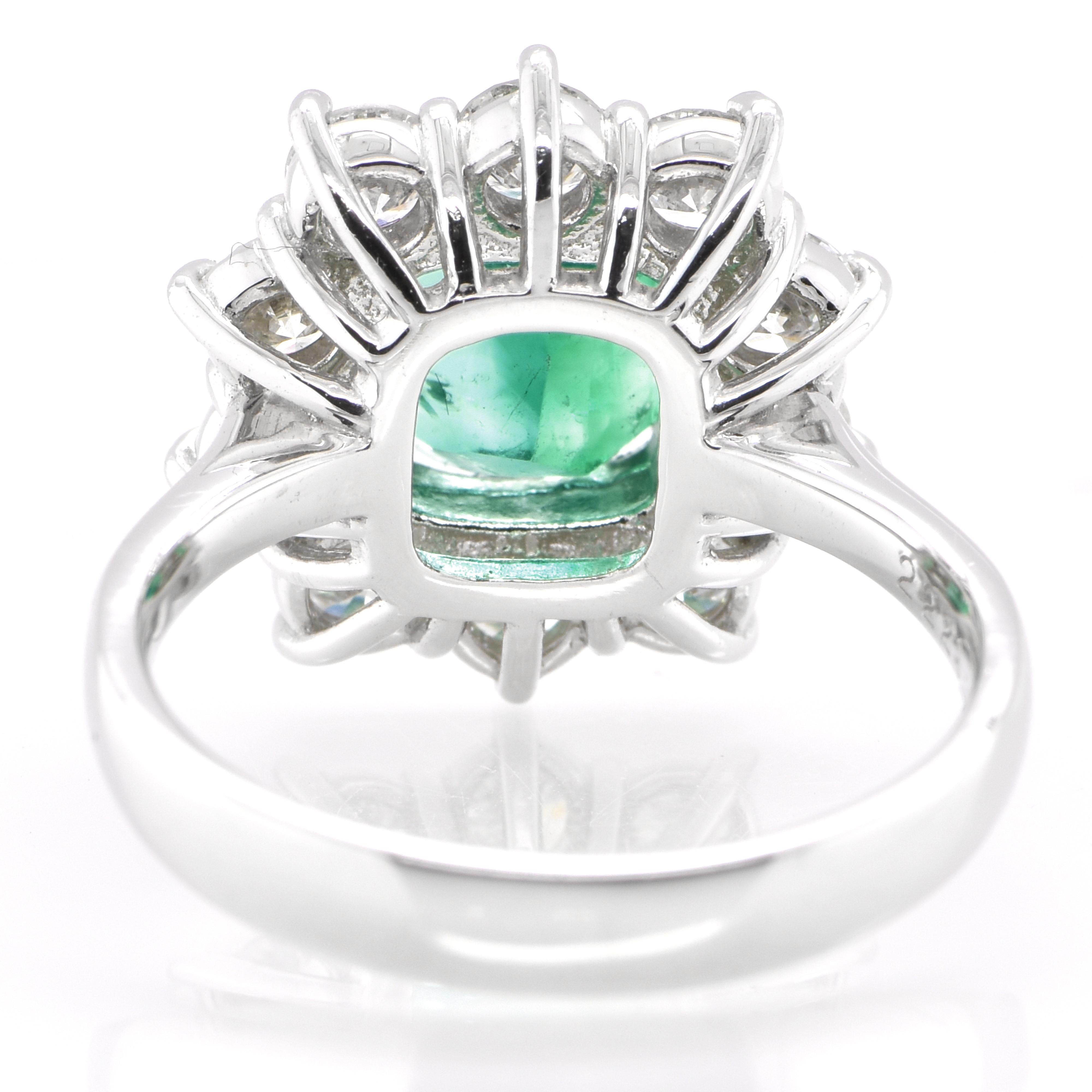 Women's GIA Certified 2.22 Carat Natural Colombian Emerald Ring Set in Platinum