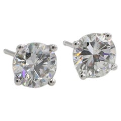 GIA Certified 2.22 Carat Natural Diamond White Gold Stud Earrings