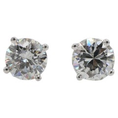 GIA Certified 2.22 Carat Natural Diamond White Gold Stud Earrings