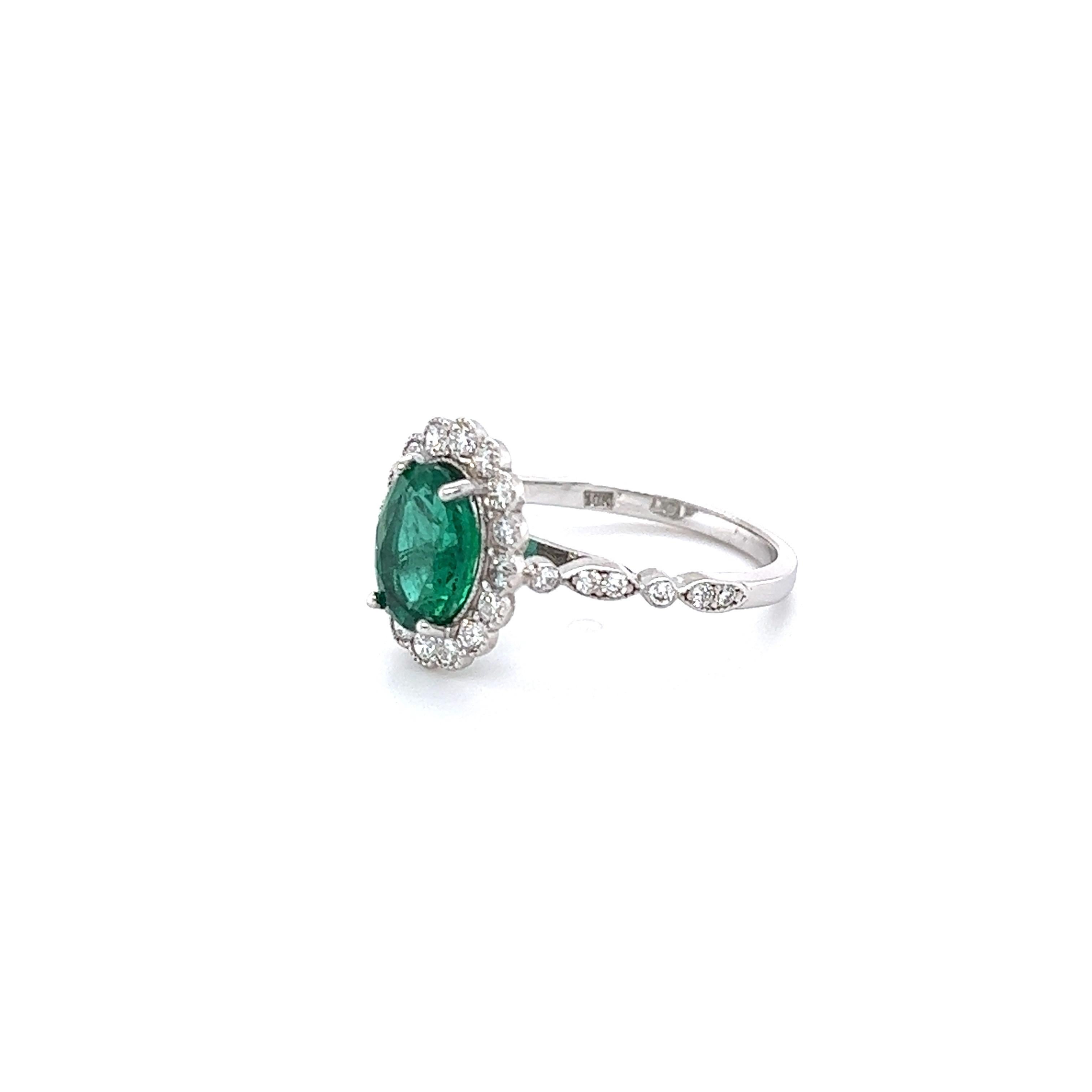 Contemporary GIA Certified 2.22 Carat Natural Emerald Diamond White Gold Engagement Ring
