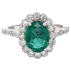 GIA Certified 2.22 Carat Natural Emerald Diamond White Gold Engagement Ring