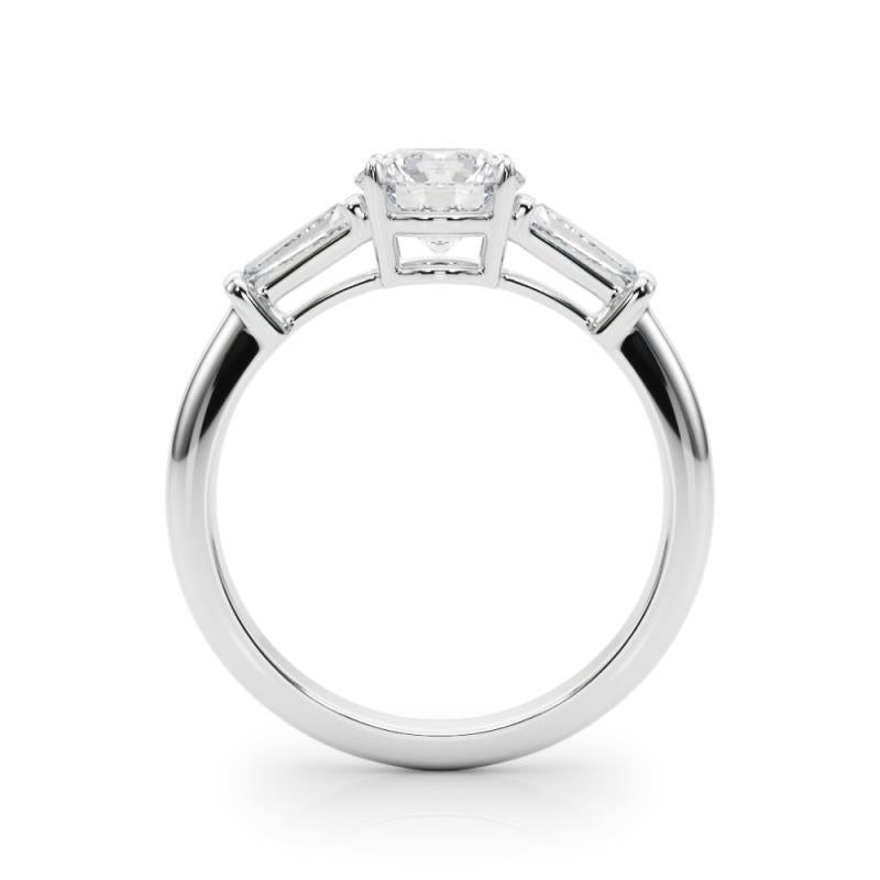 GIA Certified 2.22 Carat Round & Baguette Classic 3-Stone Diamond Ring In condizioni Nuovo in vendita a New York, NY