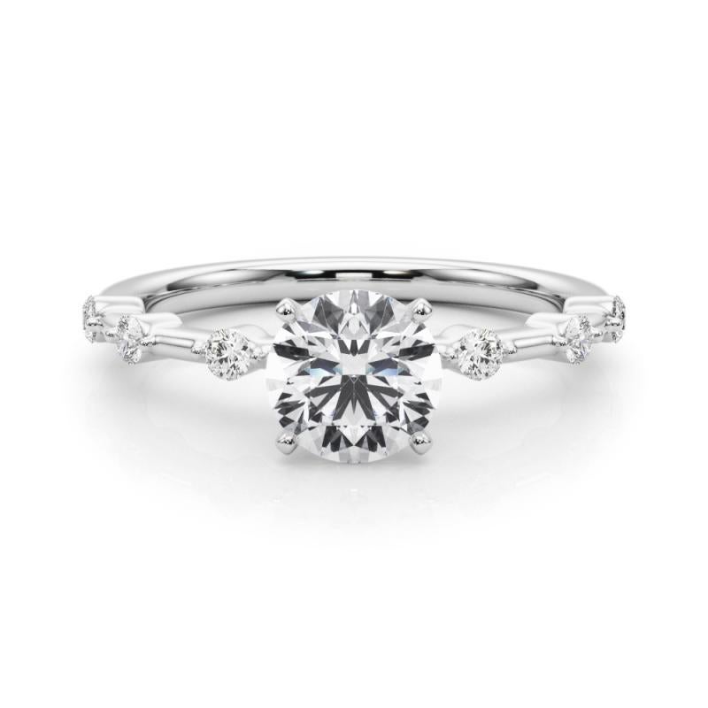 Taglio rotondo Anello di diamanti con gambo di bambù con diamante rotondo da 2.22 carati certificato GIA in vendita