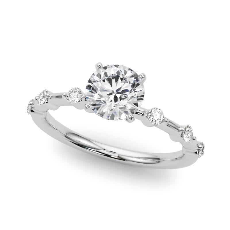 Donna Anello di diamanti con gambo di bambù con diamante rotondo da 2.22 carati certificato GIA in vendita