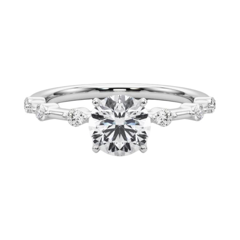 Anello di diamanti con gambo di bambù con diamante rotondo da 2.22 carati certificato GIA