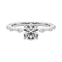 Anello di diamanti con gambo di bambù con diamante rotondo da 2.22 carati certificato GIA