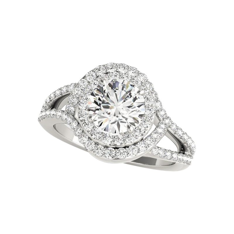 GIA zertifiziert 2,22 Karat Runde Double Halo Split Shank Platin Diamantring