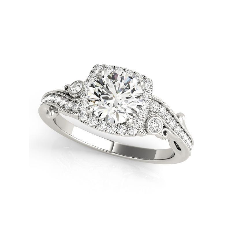 Taglio rotondo GIA Certified 2,22 Carat Round Halo Multi-Stone Curved Diamond Ring in vendita
