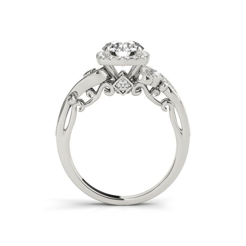 GIA Certified 2,22 Carat Round Halo Multi-Stone Curved Diamond Ring In condizioni Nuovo in vendita a New York, NY