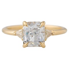 GIA Certified 2.22 Carat White Sapphire 3-Stone Diamond Engagement Ring