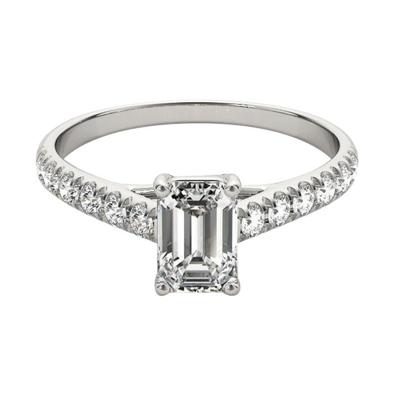 GIA Certified 2.22ct Emerald Pave Trellis Entwined Prong Diamond Ring (bague à diamant à tenons entrelacés avec émeraude)
