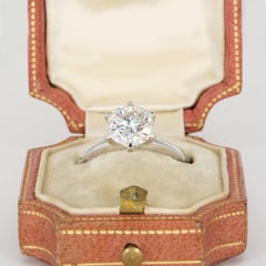 GIA Certified 2 Carat F COLOR Round Diamond Platinum Engagement Ring