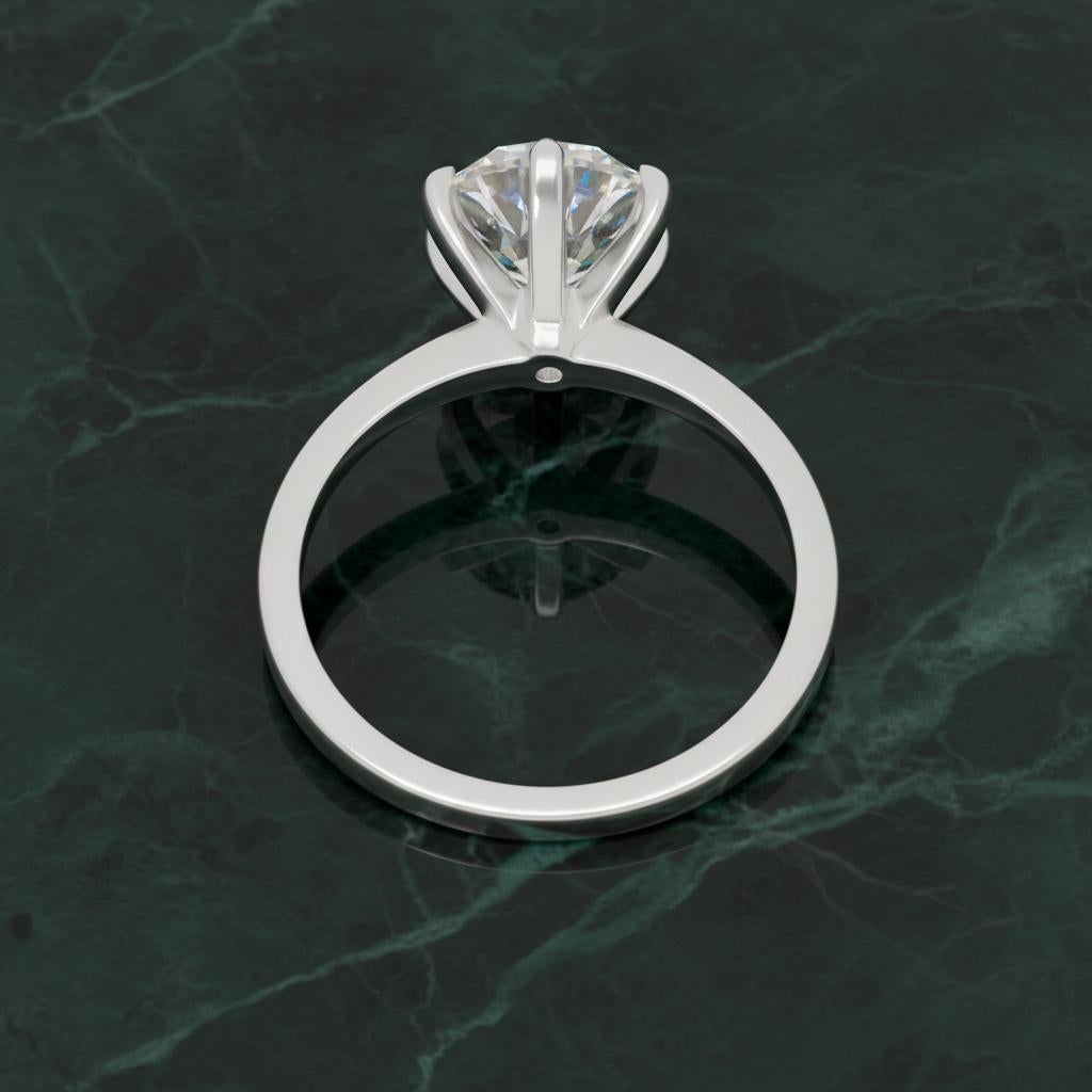 Verlobungsring mit GIA-zertifiziertem 2.23 Karat Platin-Diamant im runden Brillantschliff (Rundschliff) im Angebot