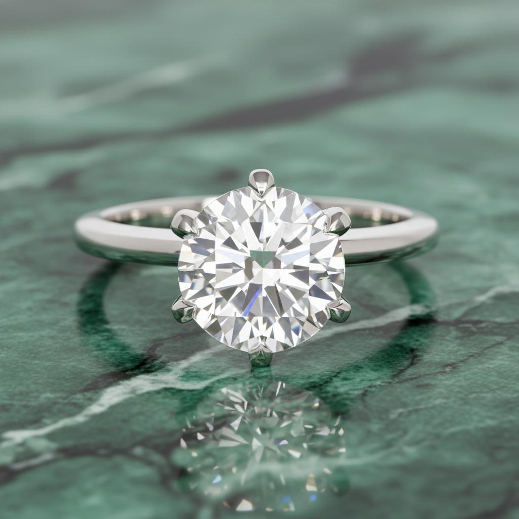 Verlobungsring mit GIA-zertifiziertem 2.23 Karat Platin-Diamant im runden Brillantschliff im Zustand „Neu“ im Angebot in Chicago, IL