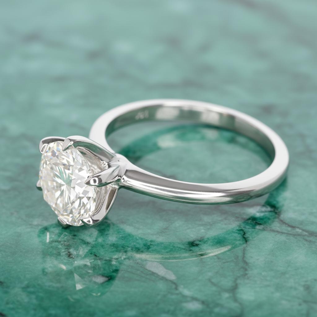 Verlobungsring mit GIA-zertifiziertem 2.23 Karat Platin-Diamant im runden Brillantschliff für Damen oder Herren im Angebot