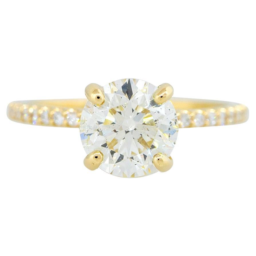 GIA Certified 2.23 Carat Round Brilliant Diamond Engagement Ring  14 Karat
