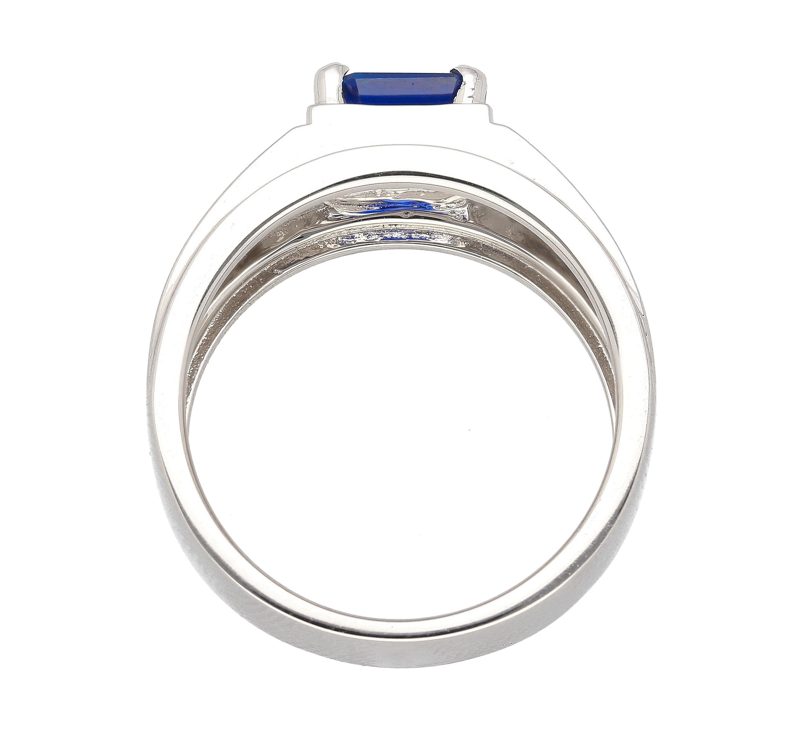 GIA Certified Sri Lanka Blue Sapphire Men's Ring. 

This men's ring features a prong set natural blue sapphire with a carat weight of 2.23. The sapphire is octagonal-cut and originates from Sri Lanka. It is GIA certified. A showstopping piece, ideal