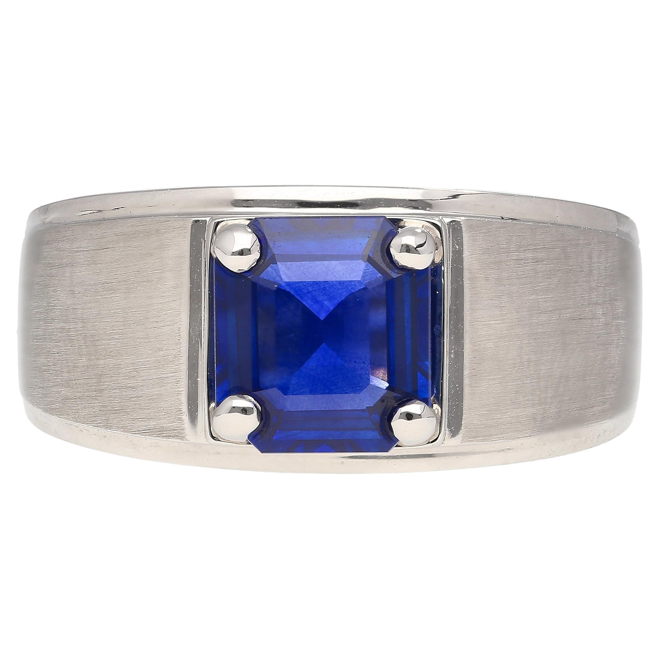 GIA Certified 2.23 Carat Sri Lanka Blue Sapphire Men's Ring For Sale