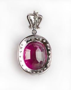GIA Certified 22.3 Carats Rubellite and Diamond 18K Pendant New