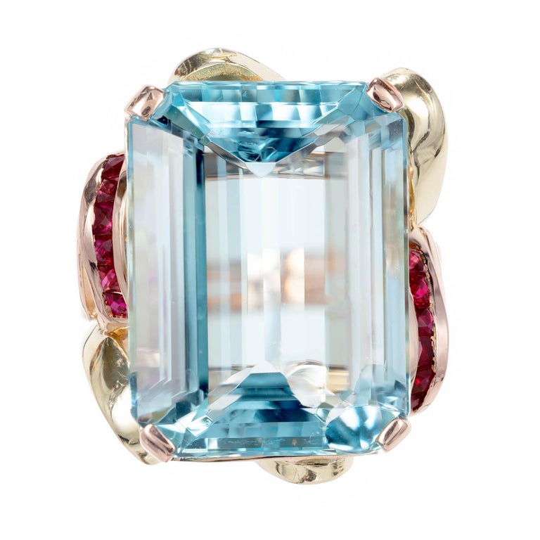 GIA Certified 22.38 Carat Aqua Ruby Yellow Rose Gold Cocktail Ring For Sale  at 1stDibs | aqua ring