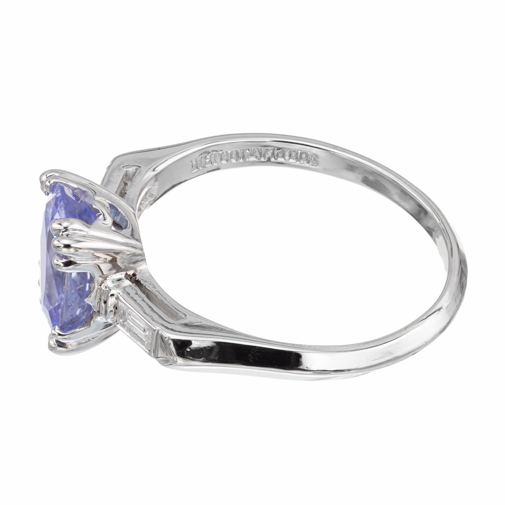 Women's GIA Certified 2.24 Carat Blue Sapphire Diamond Platinum Engagement Ring