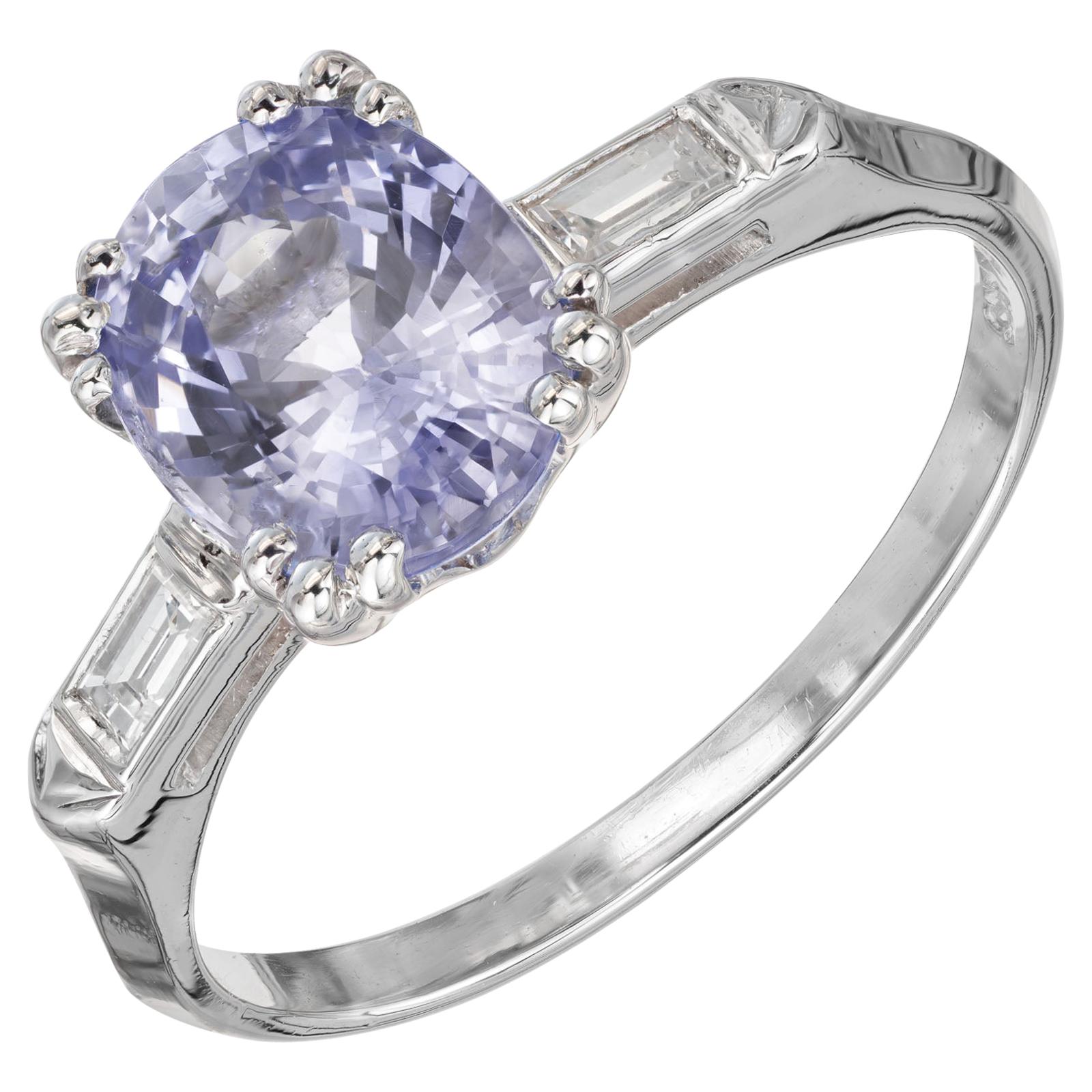 GIA Certified 2.24 Carat Blue Sapphire Diamond Platinum Engagement Ring