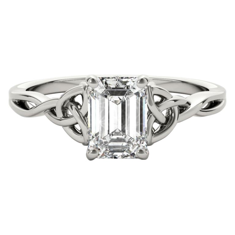 GIA Certified 2.24 Carat Celtic Knot Emerald Solitaire Platinum Diamond Ring