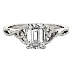 GIA Certified 2.24 Carat Celtic Knot Emerald Solitaire Platinum Diamond Ring