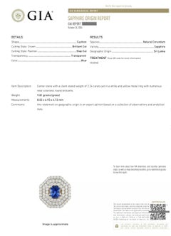 GIA Certified 2.24 carat Ceylon Sapphire and Diamond Ring in 18k Gold