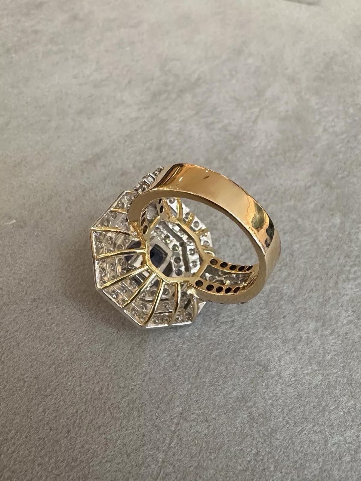 GIA Certified 2.24 carat Ceylon Sapphire and Diamond Ring in 18k Gold For Sale 2