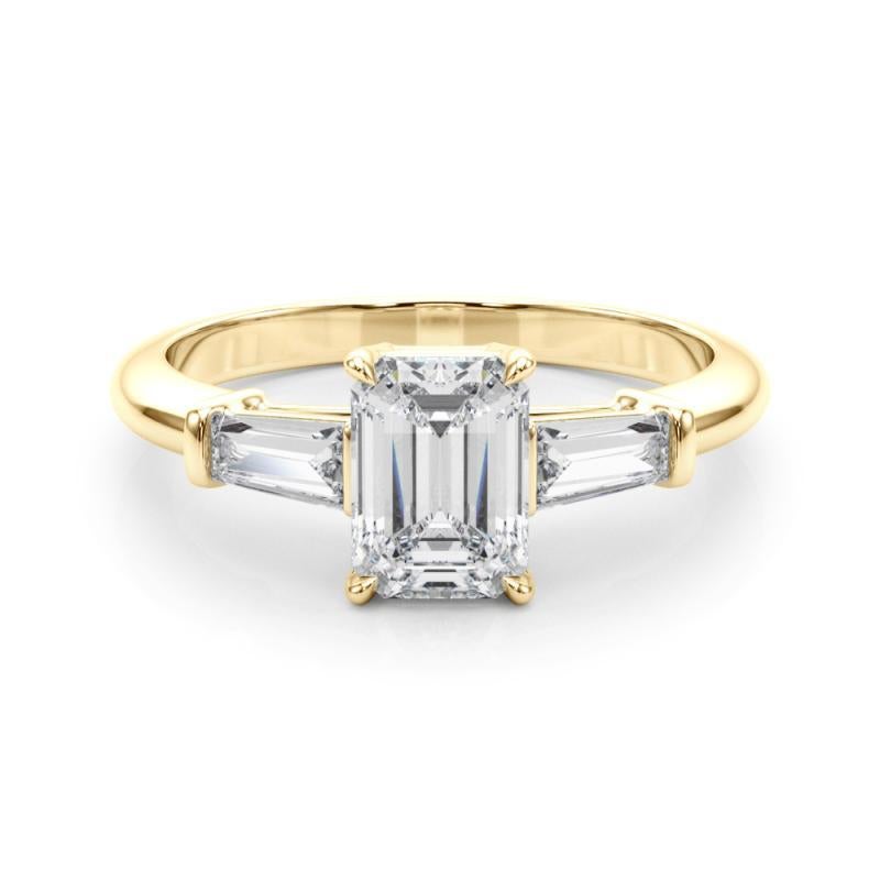 GIA Certified 2.24 Carat Emerald & Baguette Three-Stone Diamond Ring
