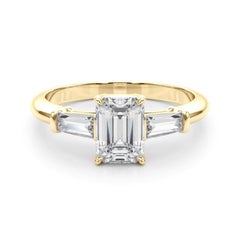 GIA Certified 2.24 Carat Emerald & Baguette Three-Stone Diamond Ring