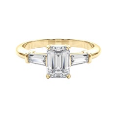 GIA Certified 2.24 Carat Emerald & Baguette Three-Stone Diamond Ring