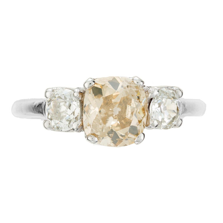 Women's GIA Certified 2.24 Carat Golden Brown Yellow Diamond Platinum Engagement Ring For Sale