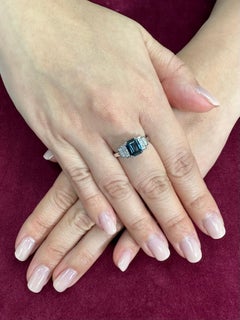 GIA Certified 8.1mm x 6.5mm No Heat Sapphire Diamond Ring. Vivid And Super Clean