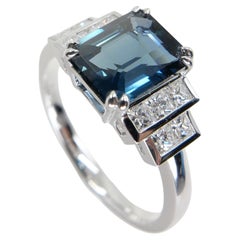 GIA Certified 2.24 Carat No Heat Sapphire Diamond Ring, Vivid Color, Super Clean