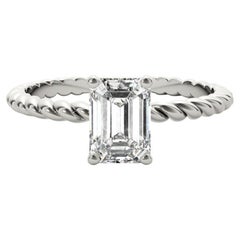 GIA Certified 2.24 Carat Twisted Band Emerald Solitaire Diamond Ring