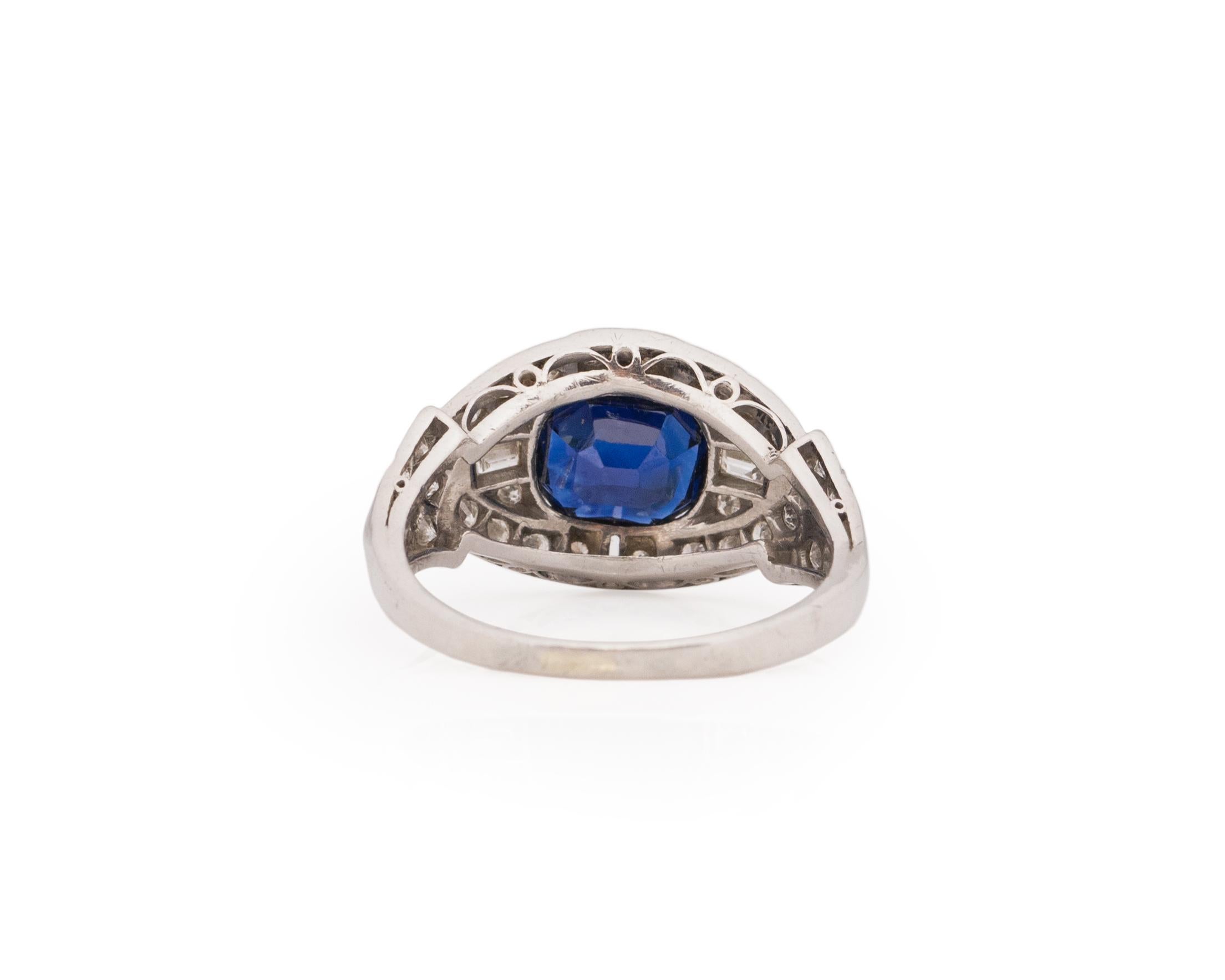 GIA Certified 2.25 Carat Art Deco Diamond Platinum Engagement Ring In Good Condition For Sale In Atlanta, GA