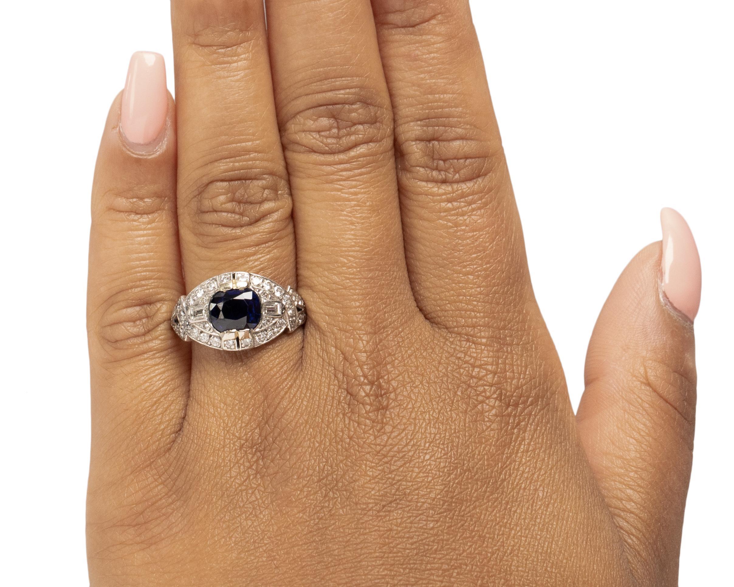 Bague de fiançailles Art déco en platine avec diamants de 2,25 carats certifiés GIA Pour femmes en vente