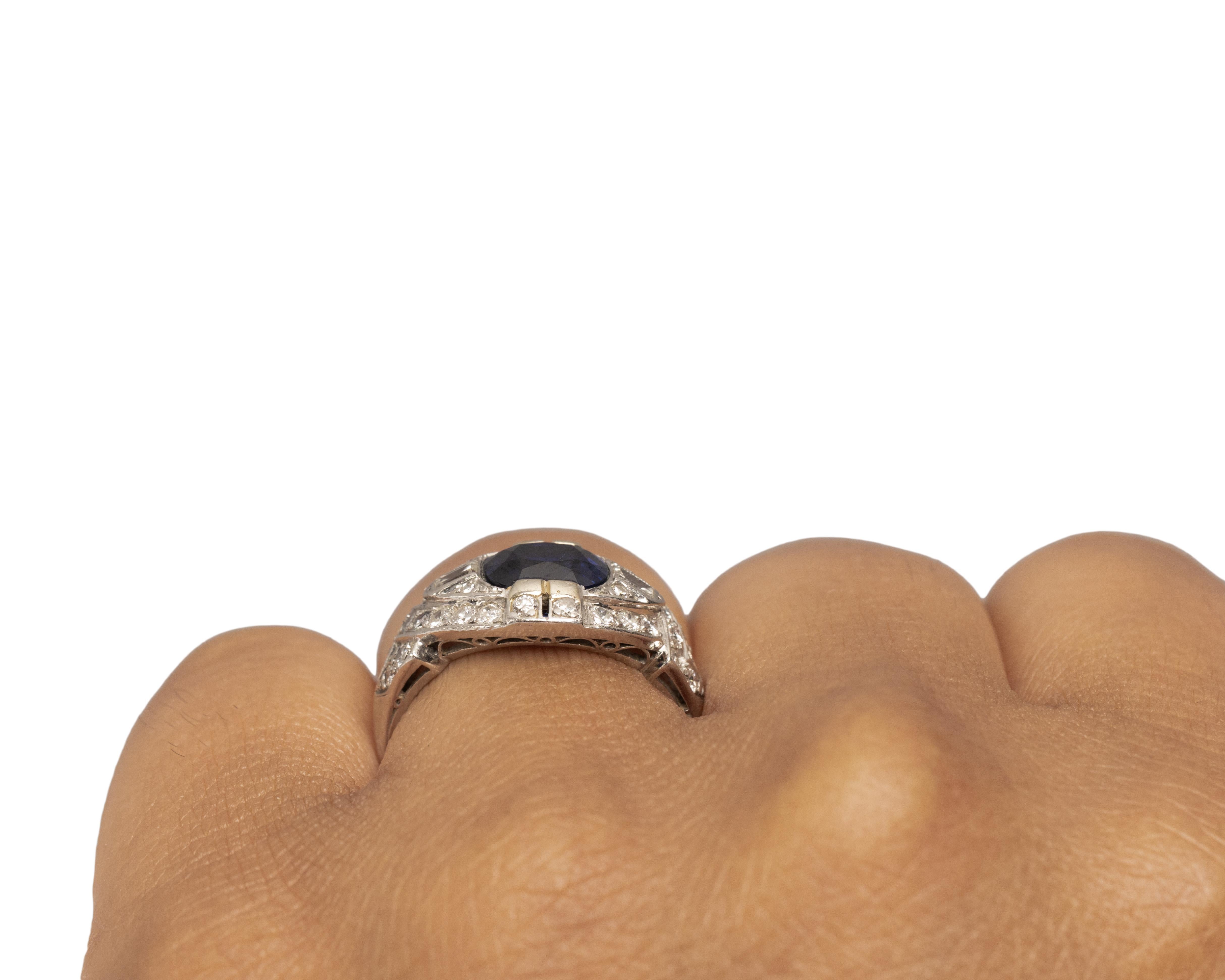 GIA Certified 2.25 Carat Art Deco Diamond Platinum Engagement Ring For Sale 1