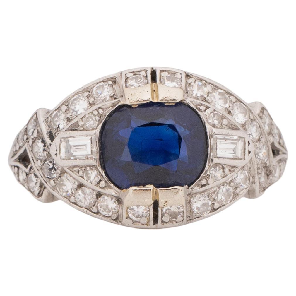 GIA zertifizierter 2,25 Karat Art Deco Diamant Platin Verlobungsring