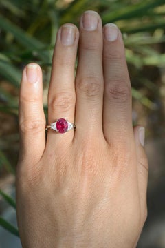 GIA Certified 2.25 Carat Burma Ruby Engagement Ring Solitaire Pigeon Blood Red