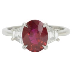 GIA Certified 2.25 Carat Burma Ruby Engagement Ring Solitaire Pigeon Blood Red