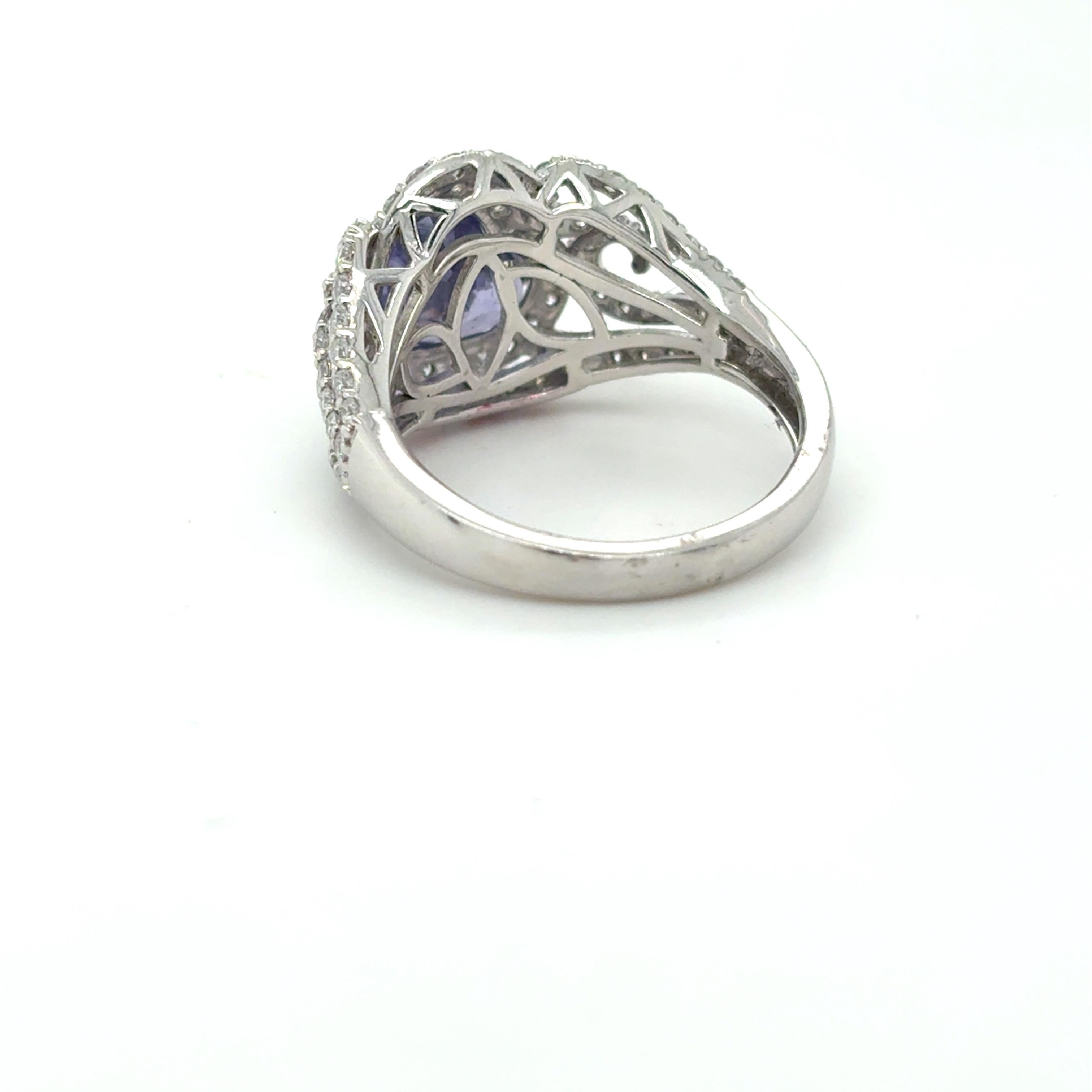 GIA-zertifiziert 2,25 Karat Herzschliff ungeheizt lila Saphir Diamant-Ring im Angebot 6