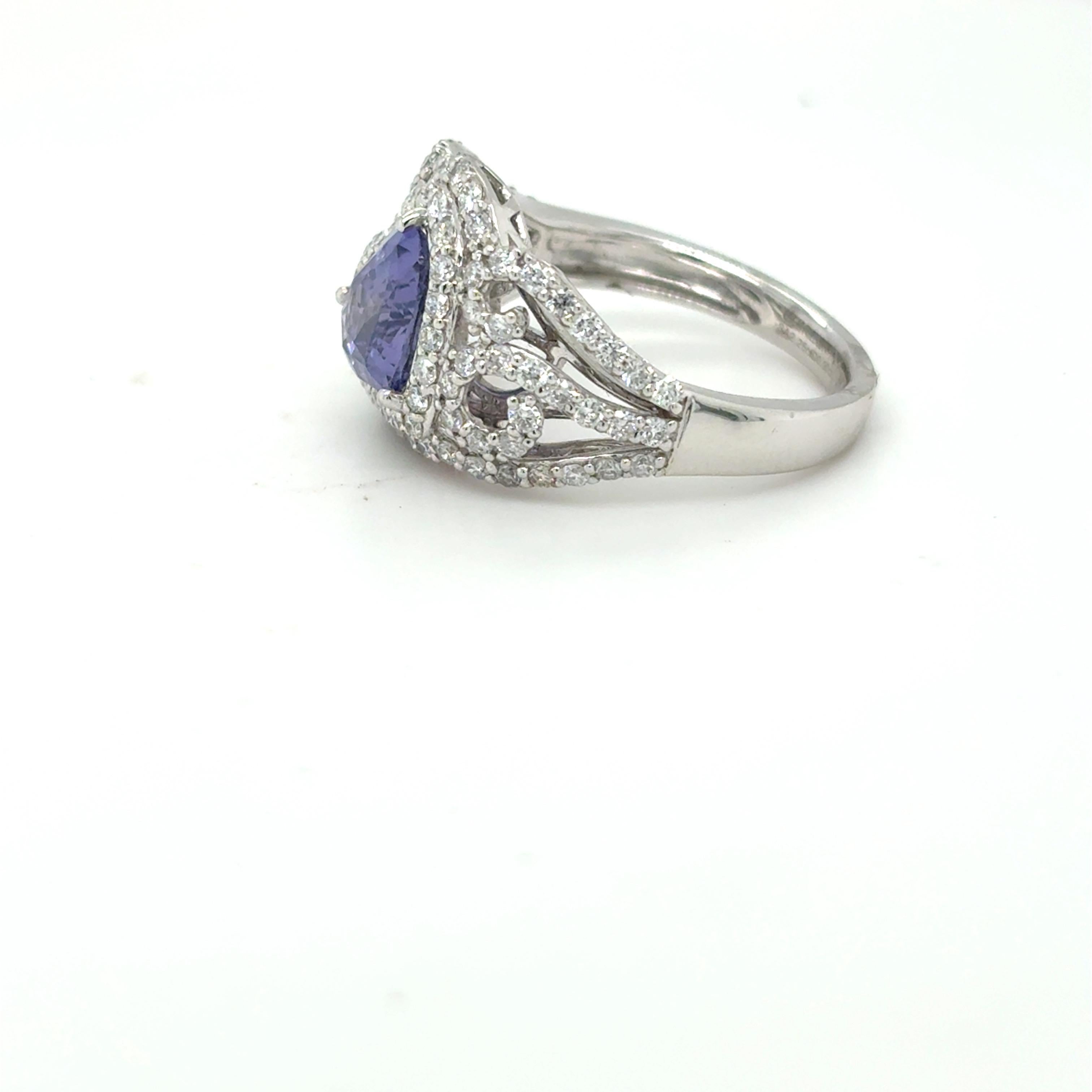 GIA-zertifiziert 2,25 Karat Herzschliff ungeheizt lila Saphir Diamant-Ring im Angebot 7