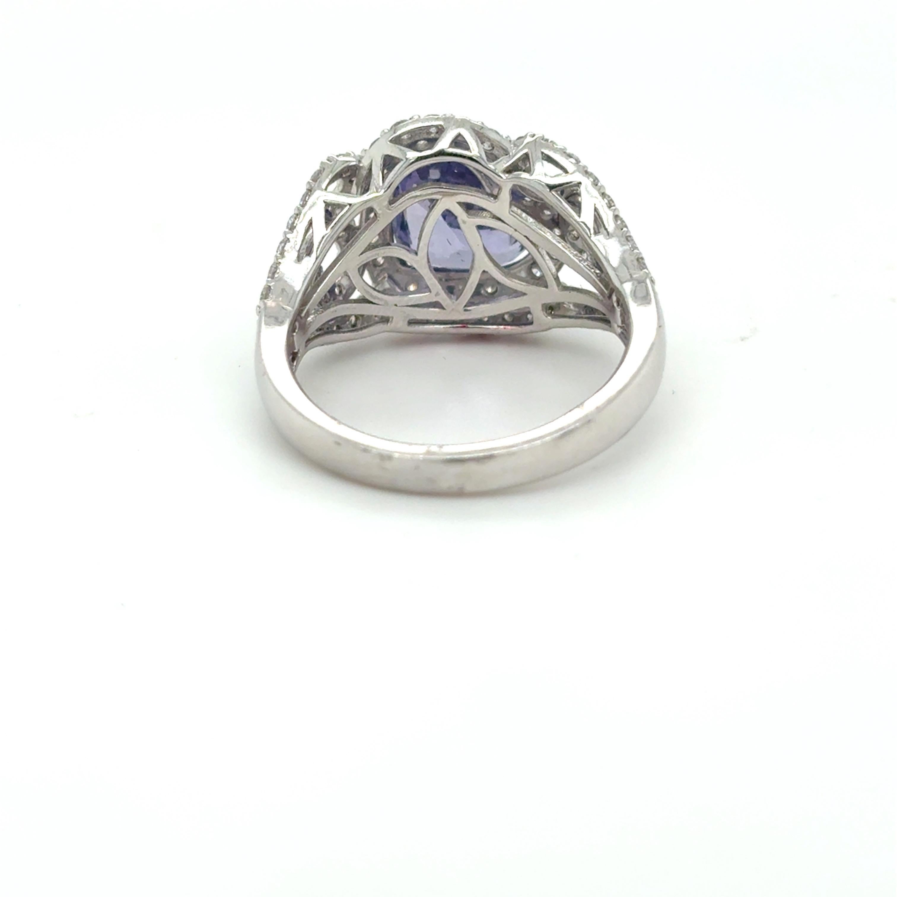 GIA-zertifiziert 2,25 Karat Herzschliff ungeheizt lila Saphir Diamant-Ring im Angebot 1