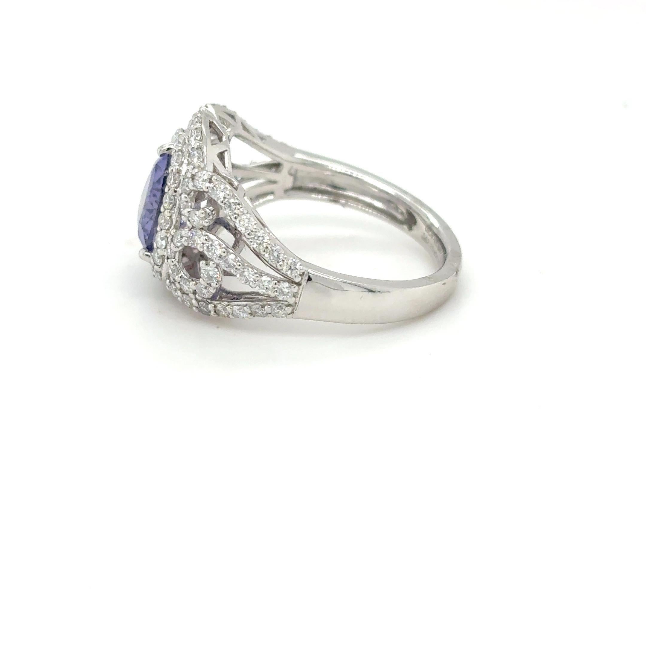 GIA-zertifiziert 2,25 Karat Herzschliff ungeheizt lila Saphir Diamant-Ring im Angebot 3